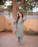 Hania Amir Embroidered 2 Piece - Pure Lawn (unstitch) Pista Green