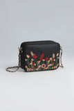 Kashmiri Tulips Sling Bag - Leftover - Black